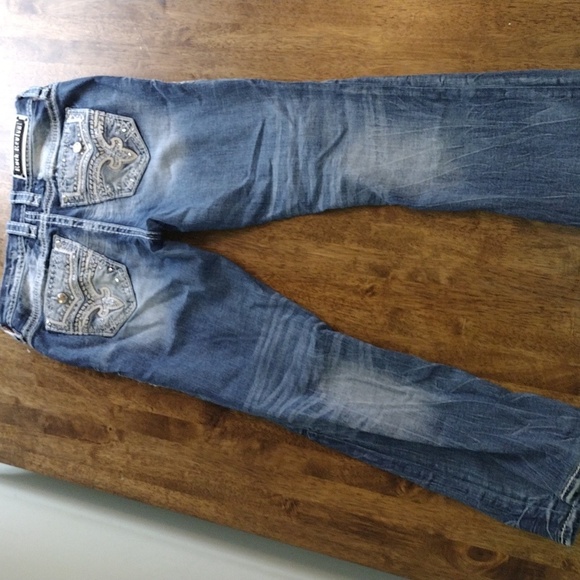 Rock Revival Gysii Easy Boot Cut Medium Wash Distressed Embellished Pockets Y2K - Picture 8 of 8